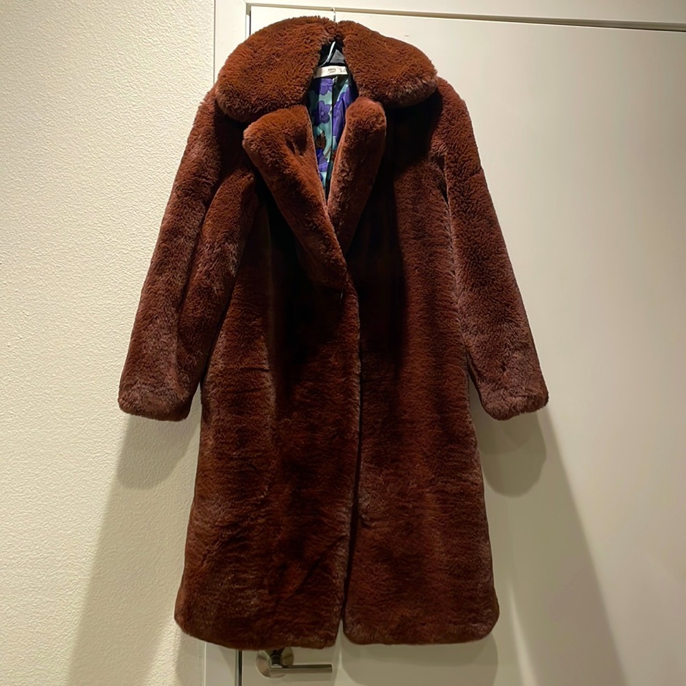 Mango faux fur brown jacket